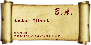 Backer Albert névjegykártya