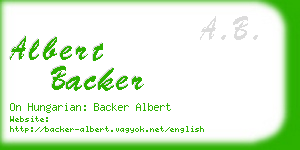 albert backer business card